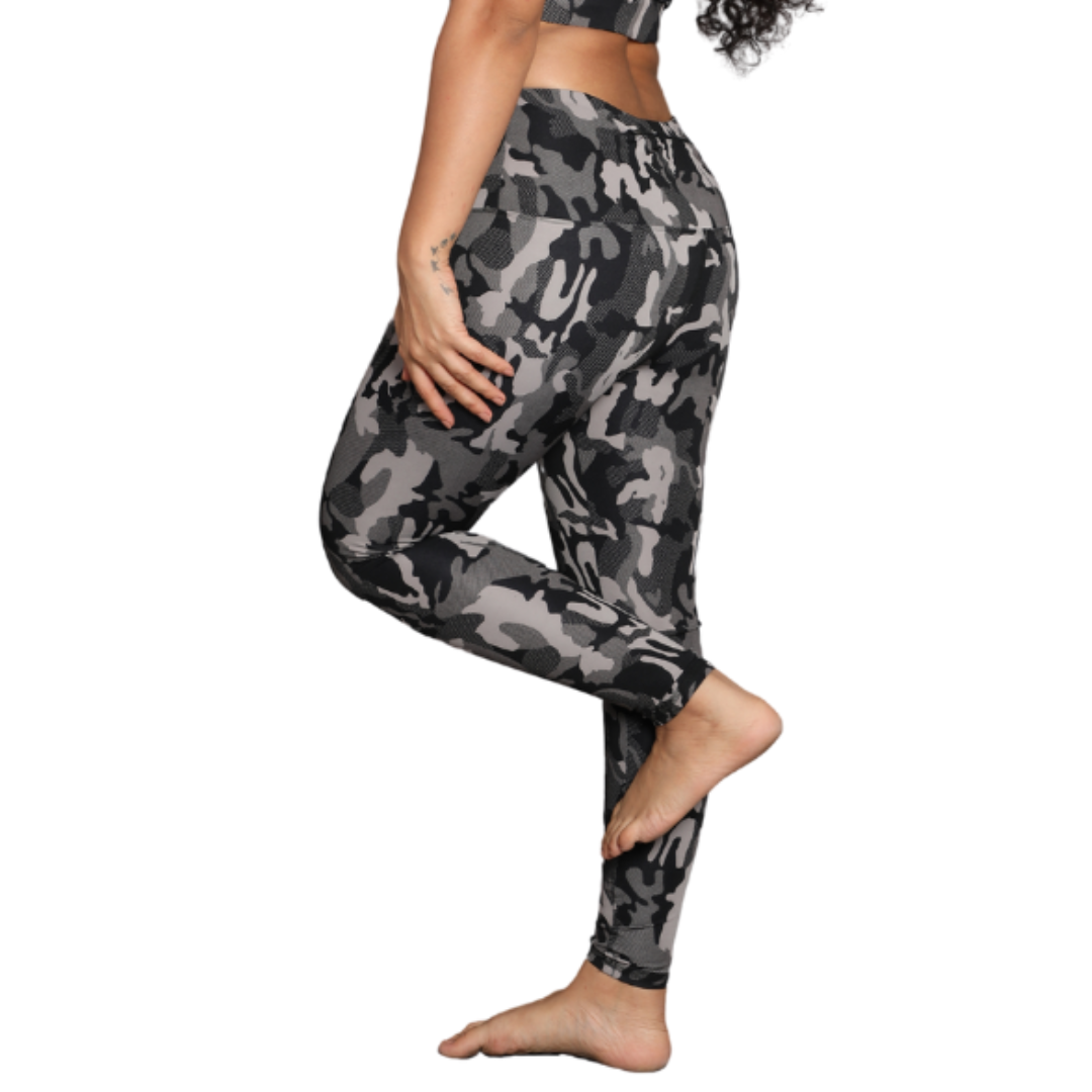 Deevaz Comfort & Snug Fit Active Ankle-Length Tights In Grey Camouflage