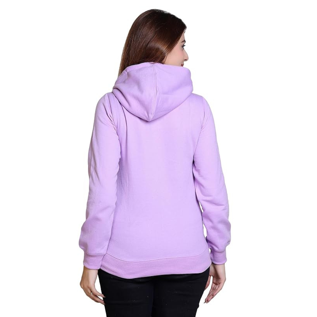 Women Hoodie Printed Fleece Sweatshirt for Winter wear in Purple Color