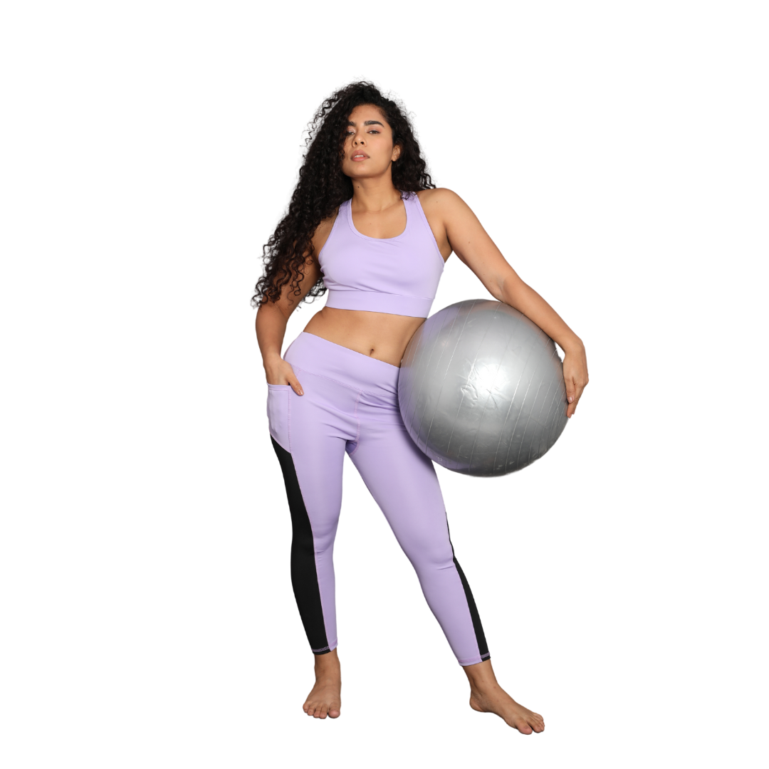 Deevaz Pair Of Comfort Fit Active Sports Bra & Snug Fit Active Ankle-Length Tights In Mauve Color.