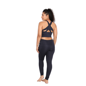 Deevaz Pair Of Comfort Fit Active Sports Bra & Snug Fit Active Ankle-Length Tights In Navy Blue Color.