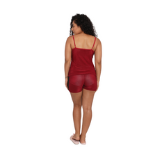 Load image into Gallery viewer, Deevaz Free Size Non-padded Camisole &amp; Panty shorts Lingerie Set in Red Colour.
