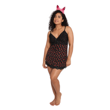 Load image into Gallery viewer, Deevaz Women&#39;s Baby Doll Night Wear Dress Set In Black Colour.