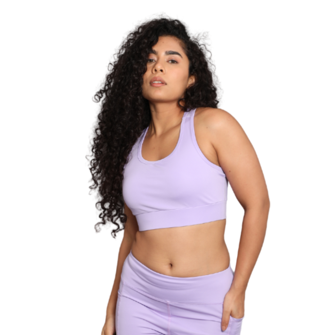 Deevaz Pair Of Comfort Fit Active Sports Bra & Snug Fit Active Ankle-Length Tights In Mauve Color.