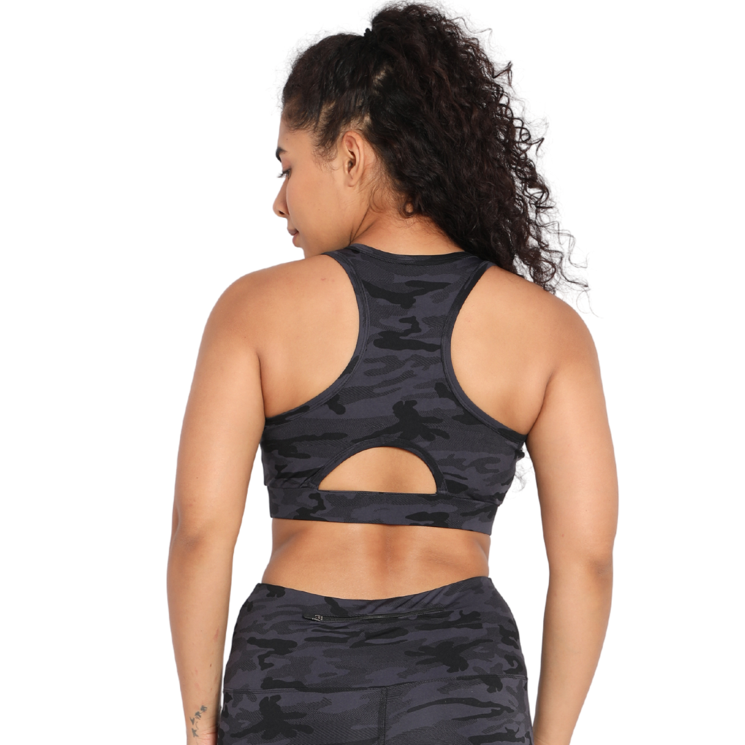 Deevaz Full Coverage Non Padded Sports Bra In (Printed Bluish )