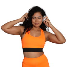 Load image into Gallery viewer, Deevaz Full Coverage Non Padded Sports Bra in Orange.