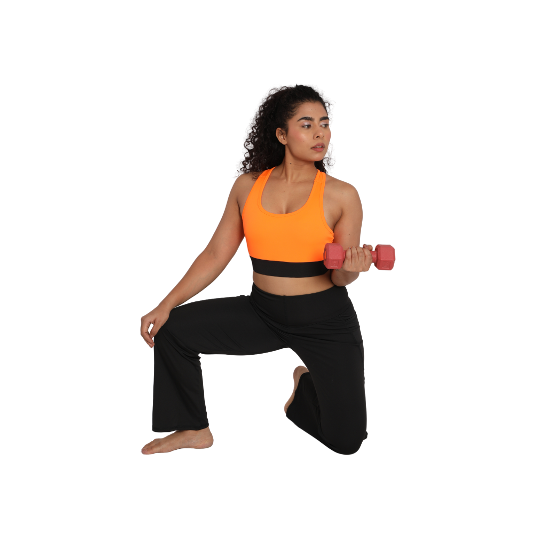 Deevaz Women Groove-In High Waist Cotton Spandex Flared Pants In Black Color.