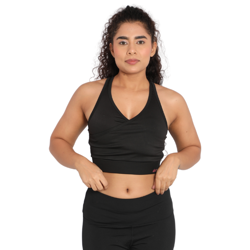 Deevaz Full Coverage Non Padded Sports Bra In (Black )