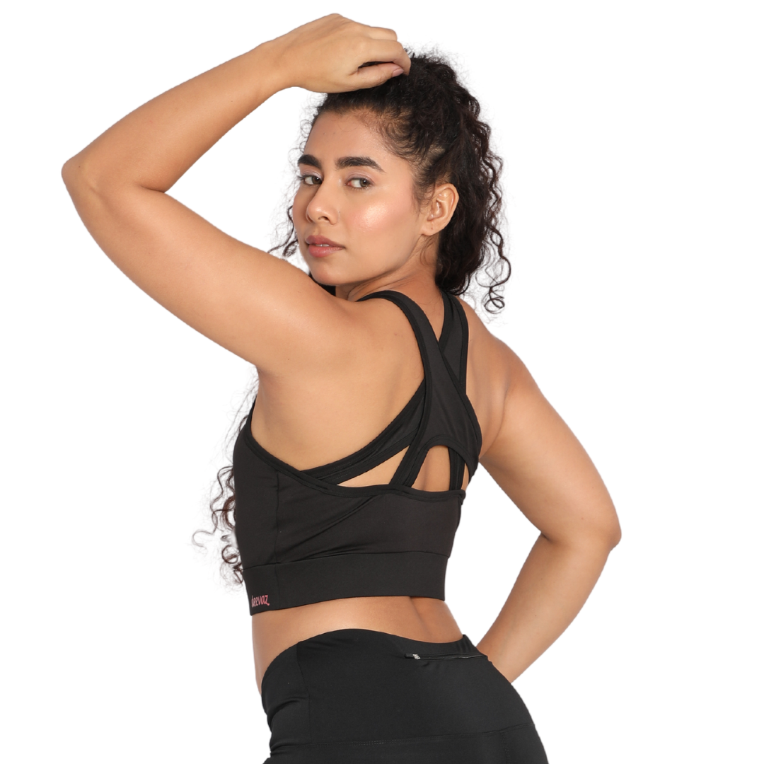 Deevaz Full Coverage Non Padded Sports Bra In (Black )