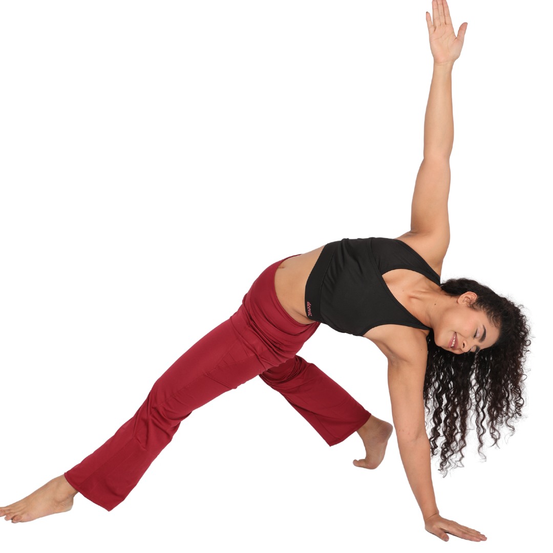 Deevaz Pair Of Comfort Fit Active Sports Bra & Groove-in High Waist Cotton Spandex Flared Pants In Maroon Color.