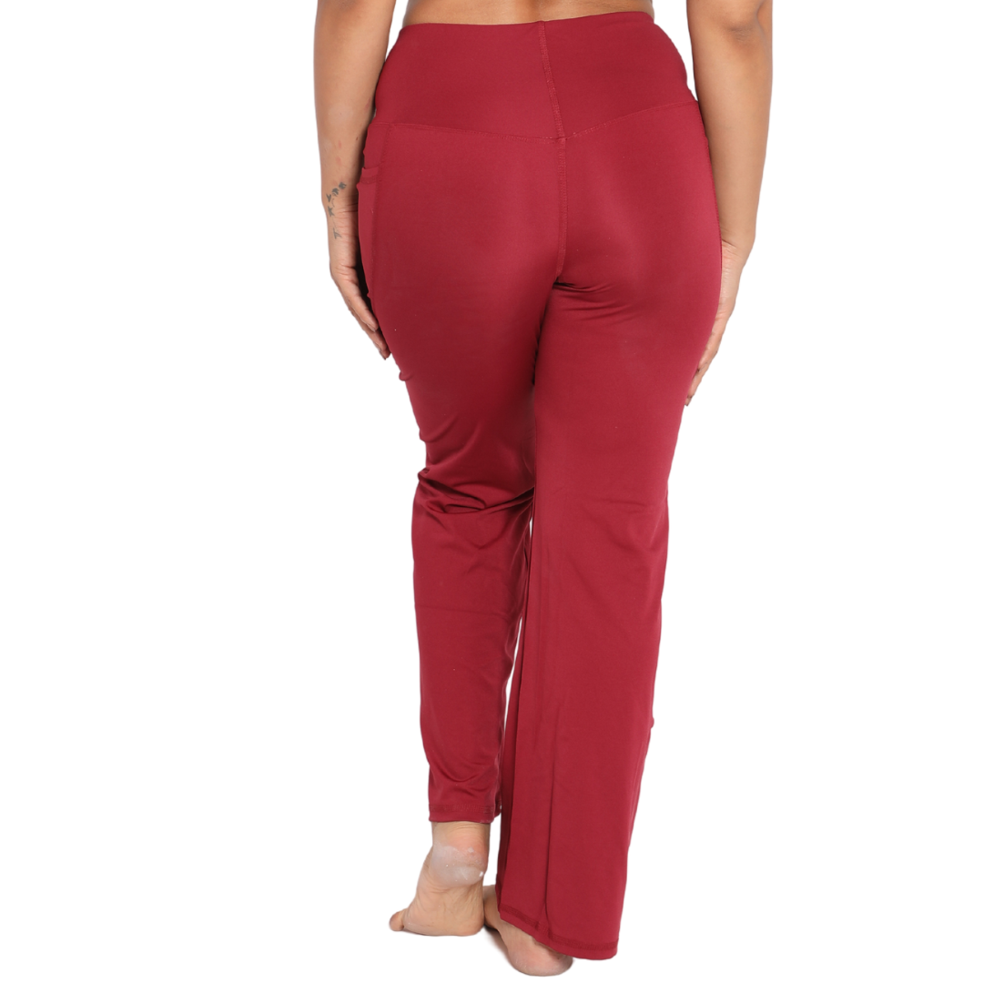 Deevaz Women Groove-in High Waist Cotton Spandex Flared Pants In Red Color.