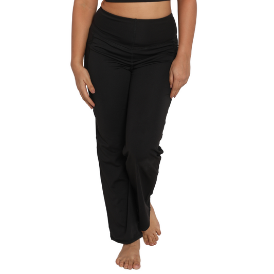 Deevaz Women Groove-In High Waist Cotton Spandex Flared Pants In Black Color.