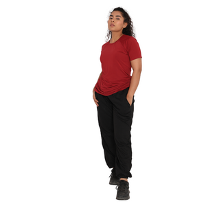 Deevaz Women Comfort Fit Round Neck Half Sleeve Neon T Shirts In Neon Maroon Color