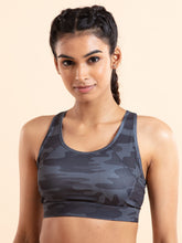 Load image into Gallery viewer, Deevaz Full Coverage Non Padded Sports Bra In (Printed Bluish )