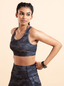 Deevaz Full Coverage Non Padded Sports Bra In (Printed Bluish )