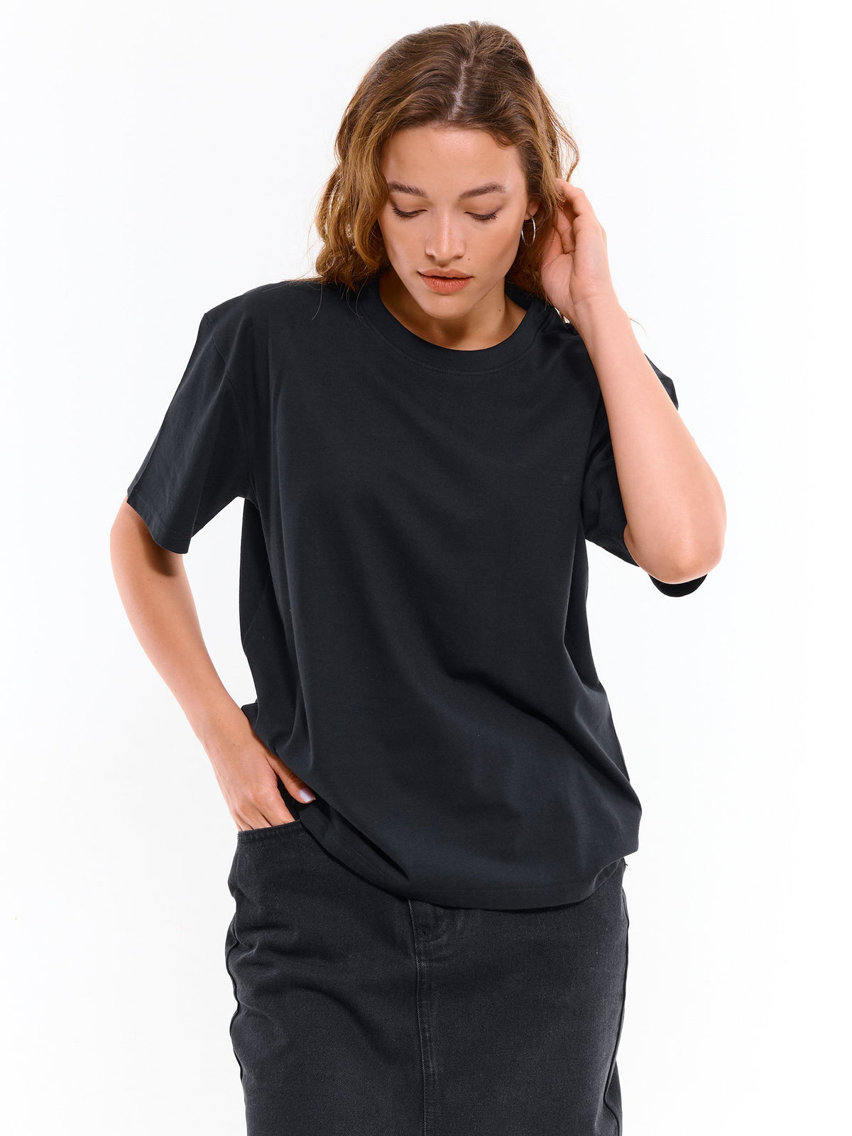 Deevaz Basic Oversized Boyfriend Dry fits  T-shirts In Black Color