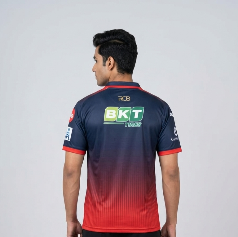 Deevaz Men's Royal Challengers Bengaluru (RCB) Polo Jersey – Side View