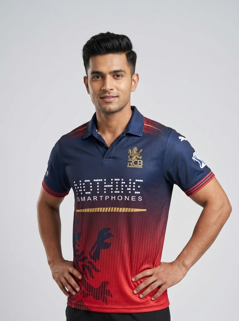 Deevaz Men's Royal Challengers Bengaluru (RCB) Polo Jersey – Side View