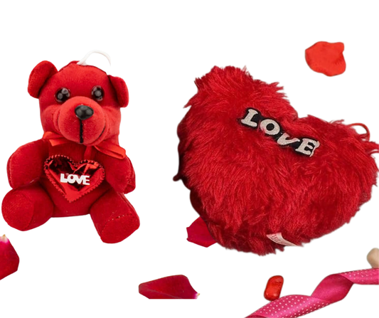 Valentine Gift for Girlfriend Boyfriend Girls Boys Husband Wife Him Her - Special Red Color Teddy with Heart Cushion Combo