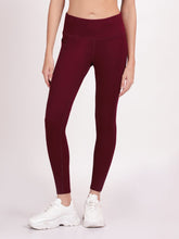 Load image into Gallery viewer, Deevaz Comfort &amp; Snug Fit Active Ankle-Length Tights In Maroon Color (Side Pocket)