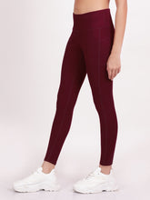 Load image into Gallery viewer, Deevaz Comfort &amp; Snug Fit Active Ankle-Length Tights In Maroon Color (Side Pocket)