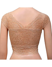 Load image into Gallery viewer, Deevaz Padded non-wired Floral Lace Crop Bralette in Beige Colour.