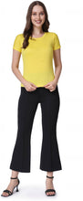 Load image into Gallery viewer, Deevaz Women Comfort Fit Round Neck Half Sleeve Cotton T Shirts In Yellow.