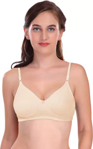 Deevaz Women's Poly Cotton Padded Wire Free Regular Bra In  Skin Color.