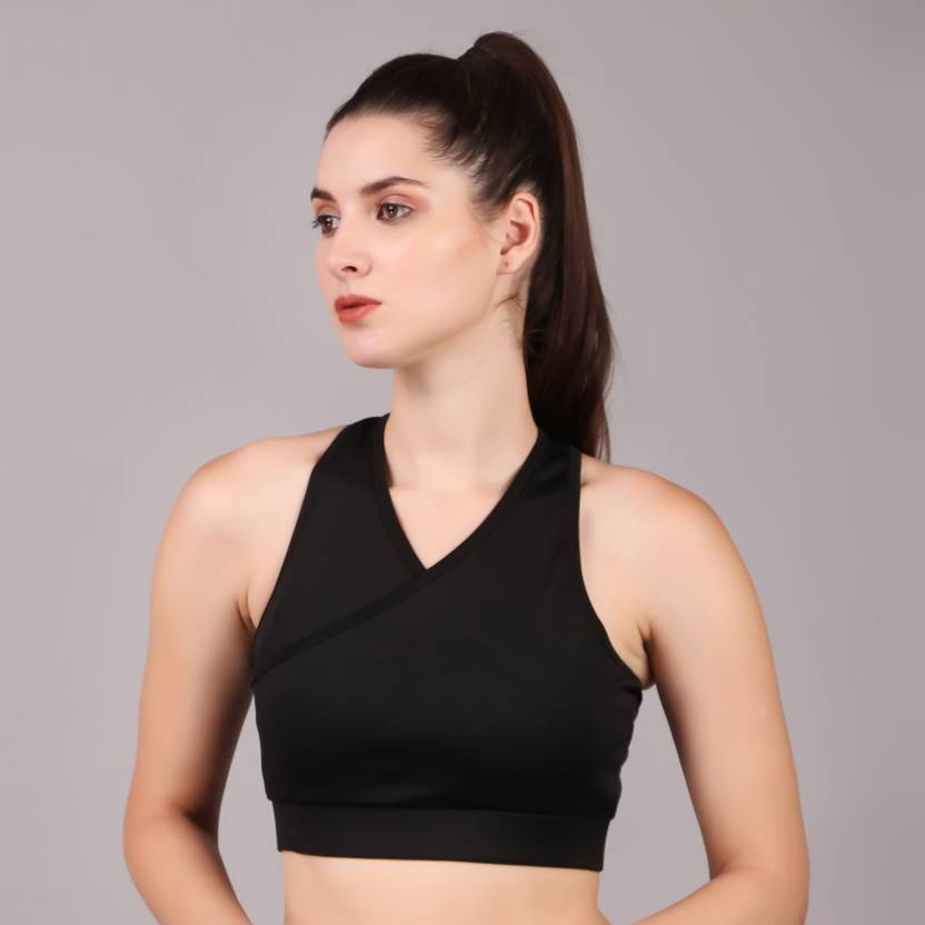 Deevaz Full Coverage Non Padded Sports Bra In (Black )