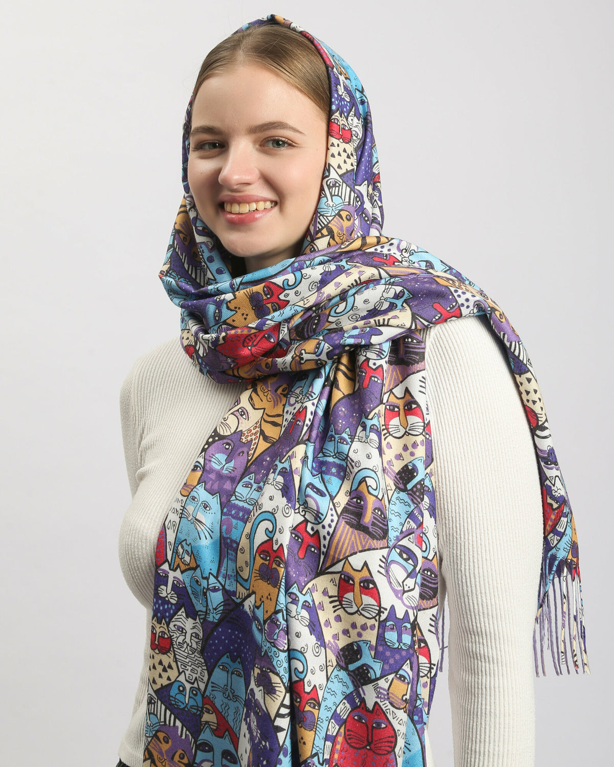 deevaz Acrylic Printed Women Shawl  (Multicolor)