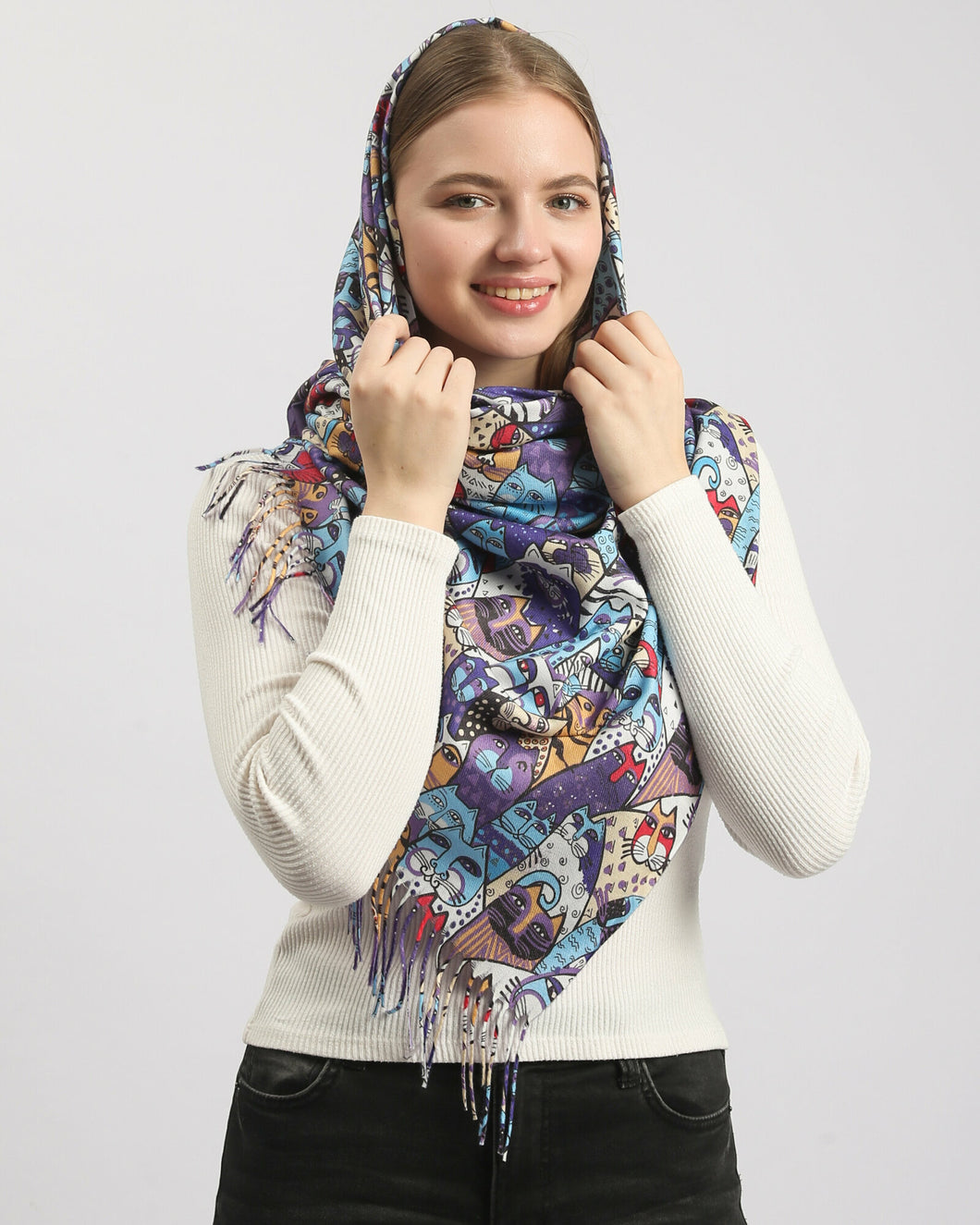 deevaz Acrylic Printed Women Shawl  (Multicolor)
