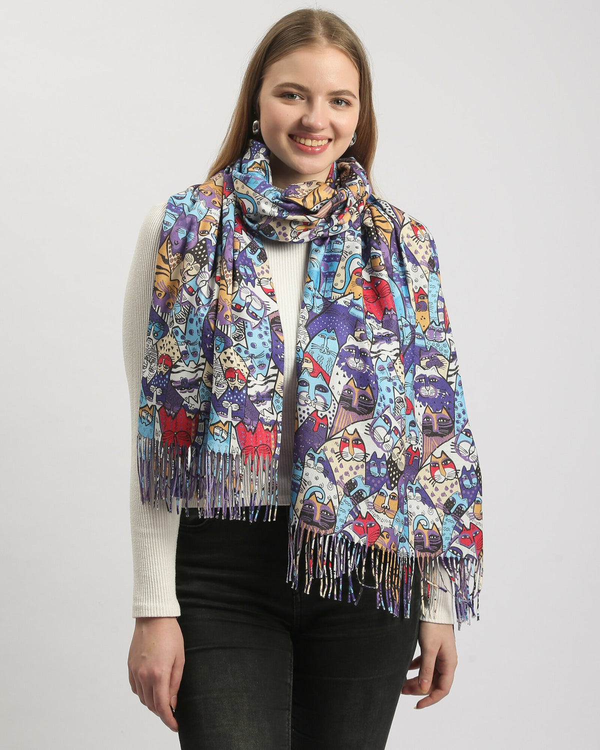 deevaz Acrylic Printed Women Shawl  (Multicolor)