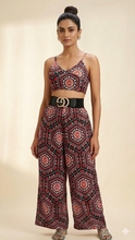 Load image into Gallery viewer, Women’s Sleeveless Crop Top &amp; Wide‑Leg Pants Set – Bold Geometric Floral Print, Premium Essentials by Deevaz