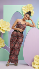 Load image into Gallery viewer, Women’s Sleeveless Crop Top &amp; Wide‑Leg Pants Set – Bold Geometric Floral Print, Premium Essentials by Deevaz
