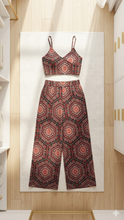 Load image into Gallery viewer, Women’s Sleeveless Crop Top &amp; Wide‑Leg Pants Set – Bold Geometric Floral Print, Premium Essentials by Deevaz
