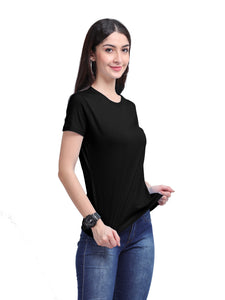 Deevaz Combo Of 2 Women Comfort Fit Round Neck Half Sleeve Cotton T-Shirts In Mauve, Black.
