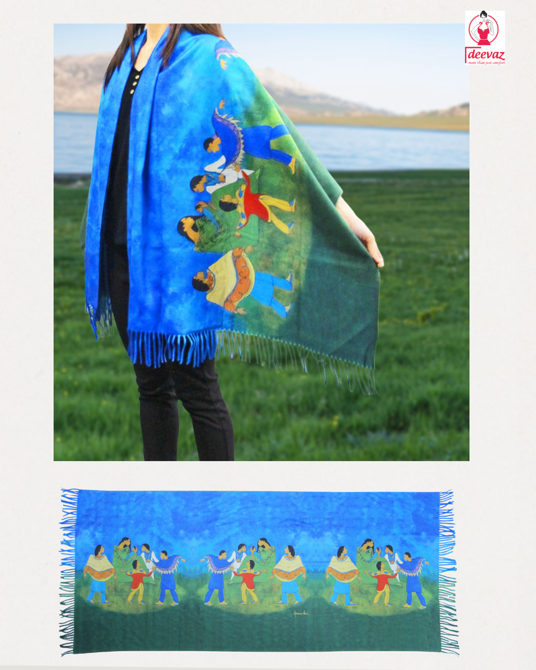 Deevaz Acrylic Printed Women Shawl  (Multicolor)