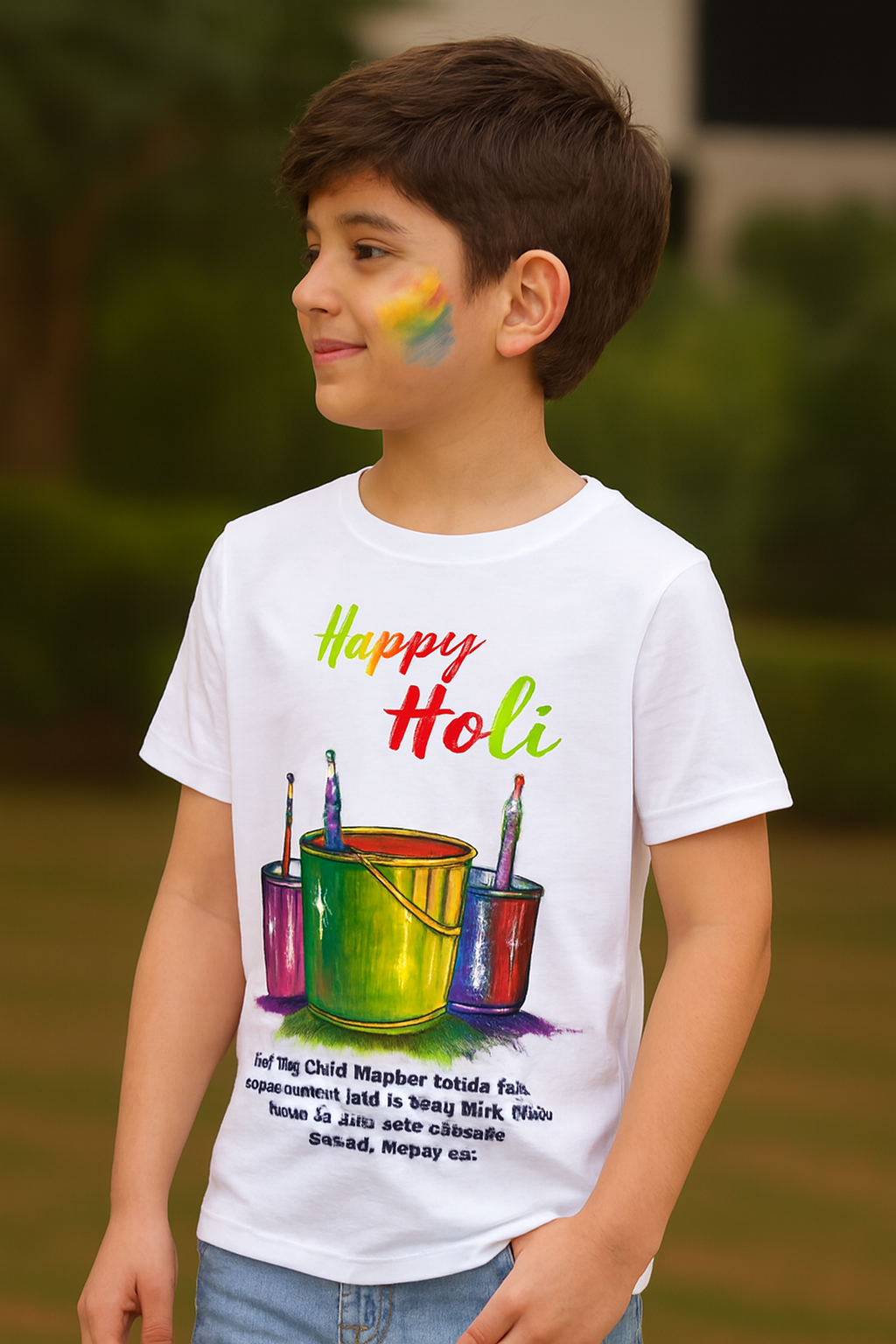 Deevaz Women Comfort Fit Round Neck Half Sleeve Holi T Shirts In White Color