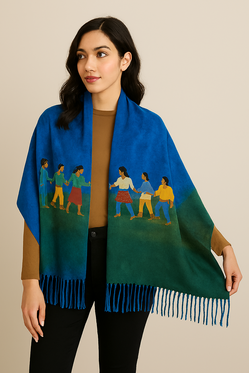 Deevaz Acrylic Printed Women Shawl  (Multicolor)