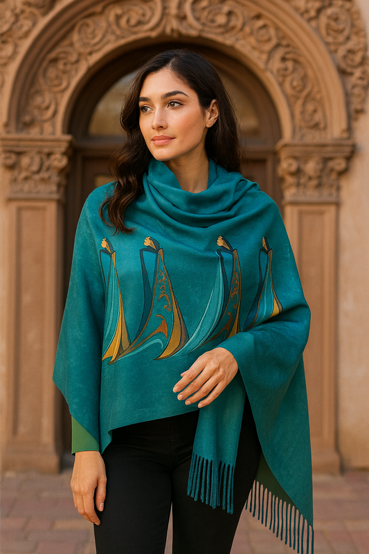 deevaz Acrylic Printed Women Shawl  (Green)