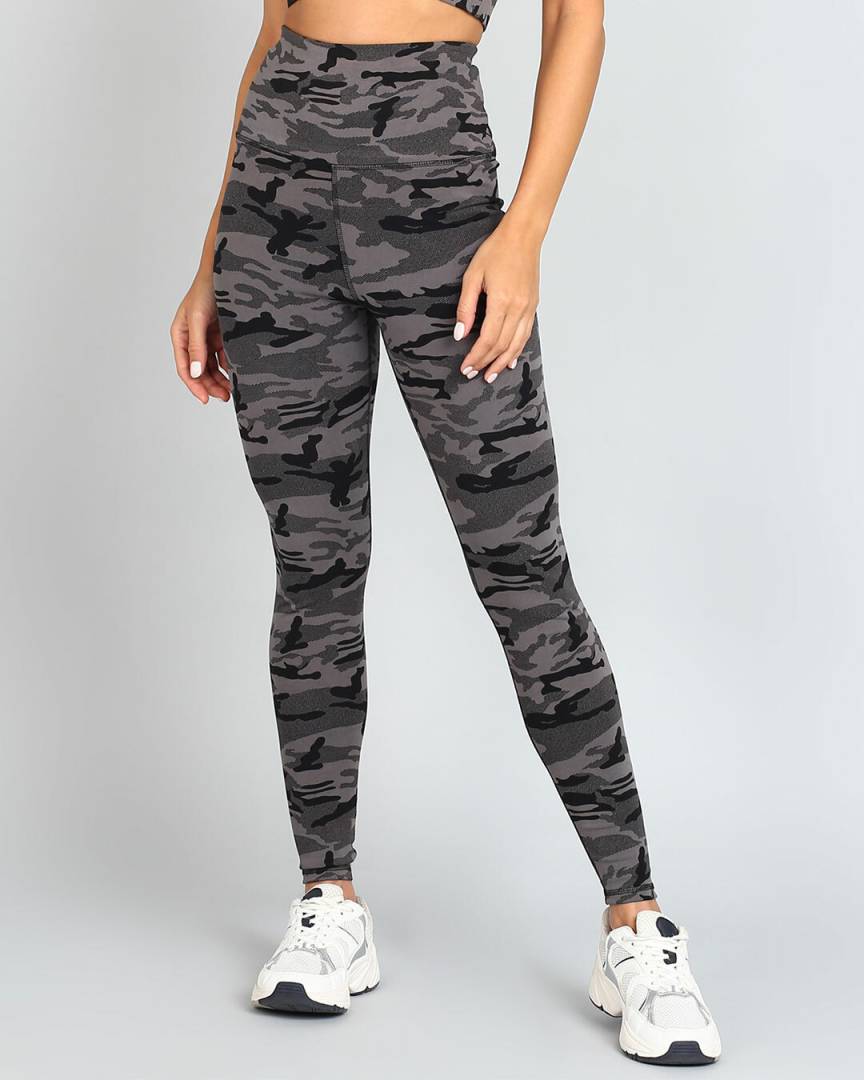 Deevaz Comfort & Snug Fit Active Ankle-Length Tights In Grey Camouflage