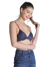 Load image into Gallery viewer, Deevaz Combo Of 2 Padded Printed Non-Wired Push Up Bra In Blue Polka Dot &amp; Multicolour racer back.