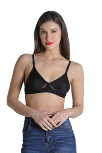 Deevaz Combo Of 3 (Black- Red-Purple ) Breathable Cotton Solid T-Shirt Bra With Mesh Detailing For Everyday Basics.