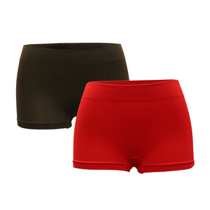 Deevaz Combo of 2 Mid Rise Full Coverage Seamless Boy Shorts In Red & Black colour.