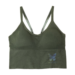 Deevaz Medium Impact Padded non-wired Sports Bra in Olive Green Colour with Adjustable strap detailing.
