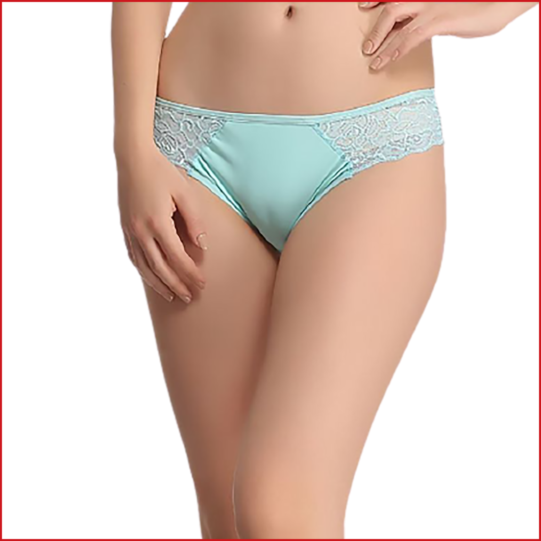 Deevaz Spandex Lace fabric Mid Waist Bikini Panty- Mint blue colour ( –