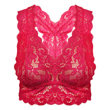 Load image into Gallery viewer, Deevaz Women&#39;s Non-padded Non-wired Bridal Lace Bralette &amp; Brief set in Fuchsia Pink Colour.