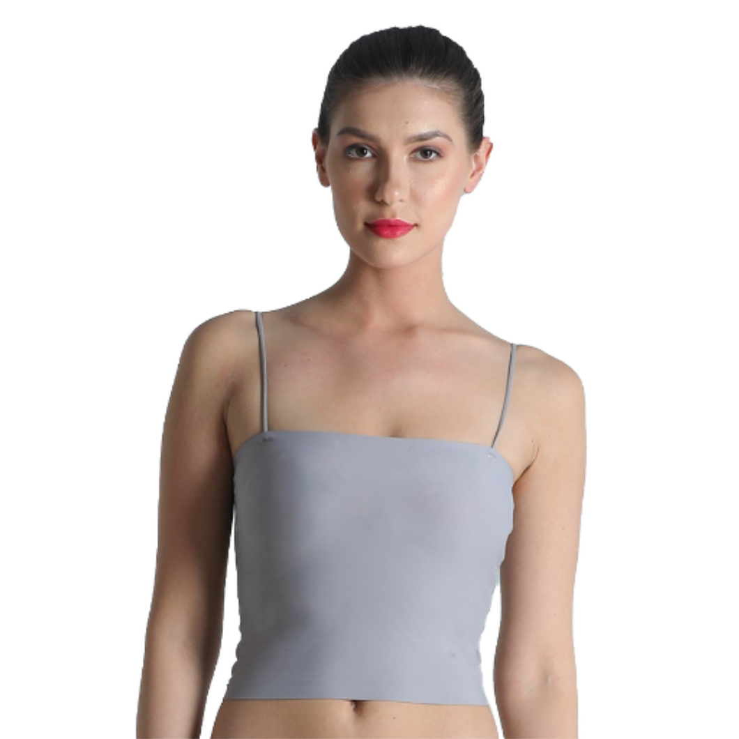 Deevaz Padded non-wired Bralette in Solid Grey Colour with Noodle strap detailing.