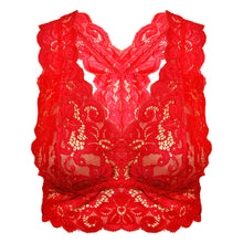 Load image into Gallery viewer, Deevaz Women&#39;s Non-padded Non-wired Bridal Lace Bralette &amp; Brief set in Cherry Red Colour.