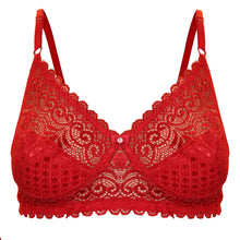 Load image into Gallery viewer, Deevaz Women&#39;s Non-padded Non-wired Bridal Lace Bra &amp; Brief set in Cherry Red Colour.