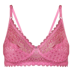 Deevaz Women's Non-padded Non-wired Bridal Lace Bra & Brief set in Baby Pink Colour.